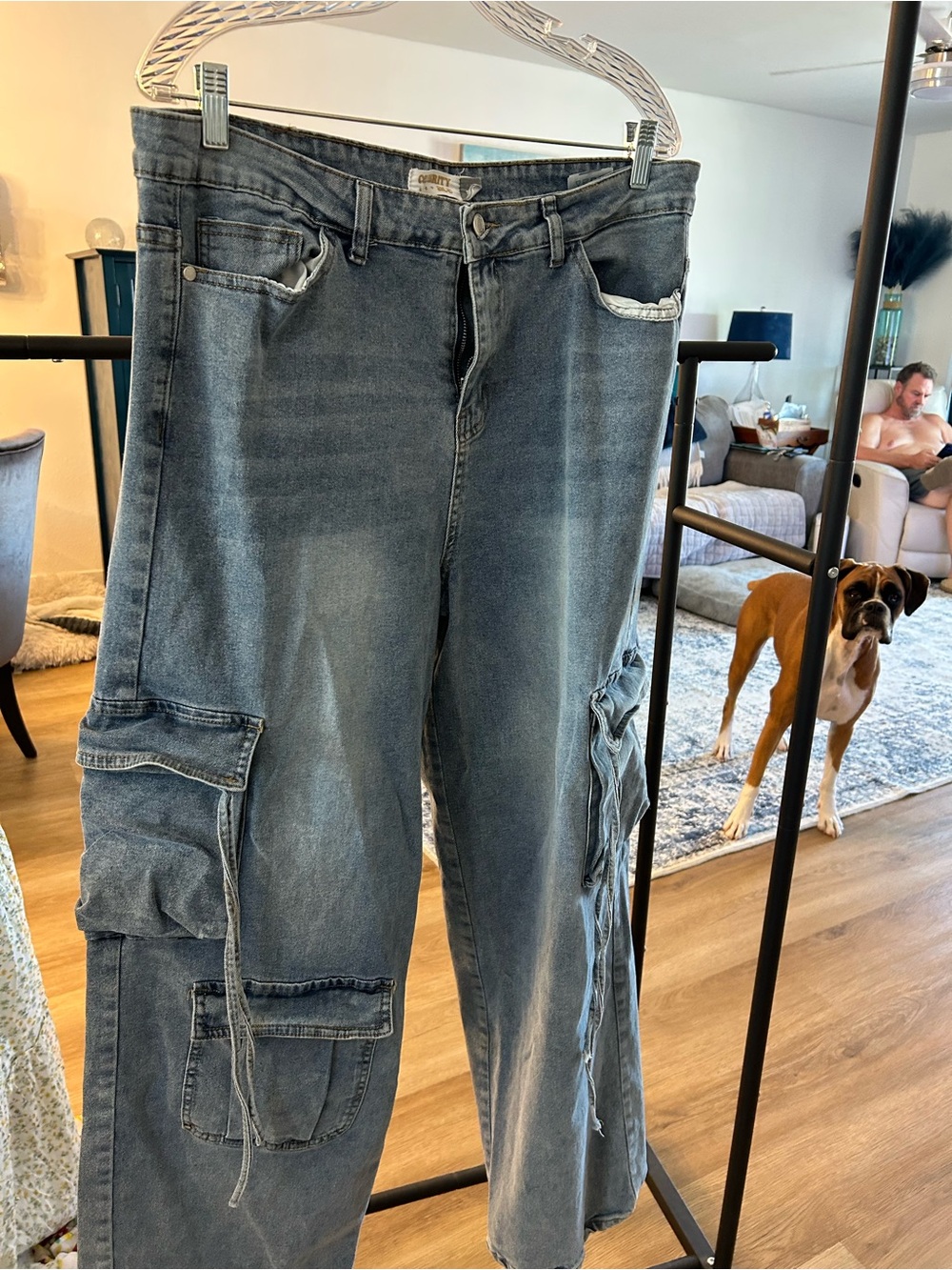 Women’s Cargo Jeans - Washed Blue